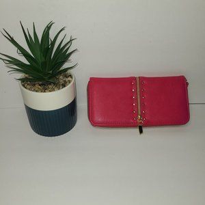 NWOT Hot Pink Center Zip Wallet